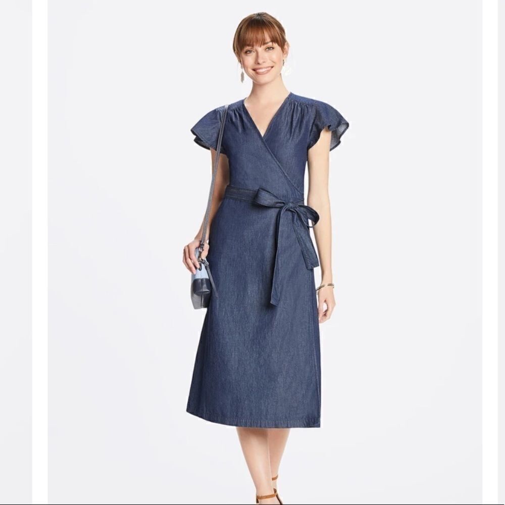 Draper James Chambray Midi Wrap Dress size 16X New never used